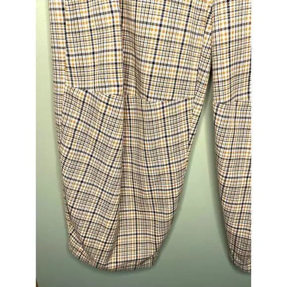 Free People Turning Point Barrel Leg Trousers Pants Neutral Combo Plaid Size 4 - Picture 8 of 14